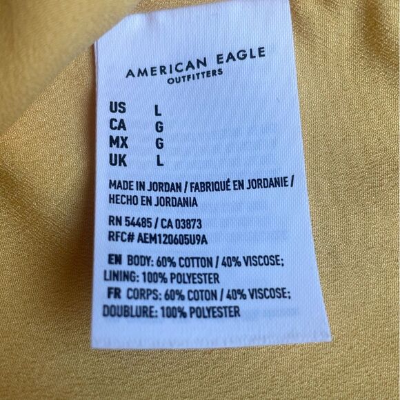 American Eagle Wrap Dress Yellow Ruffled Boho Womens Large - Picture 8 of 8